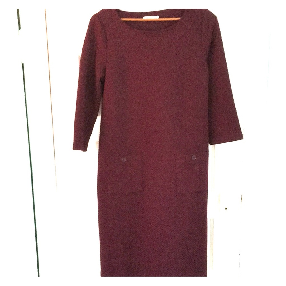 Coldwater Creek burgundy knit sheath size …